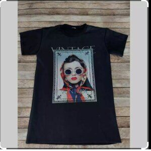 Fashion Nova  Vintage Woman Top Tshirt Blackraphic